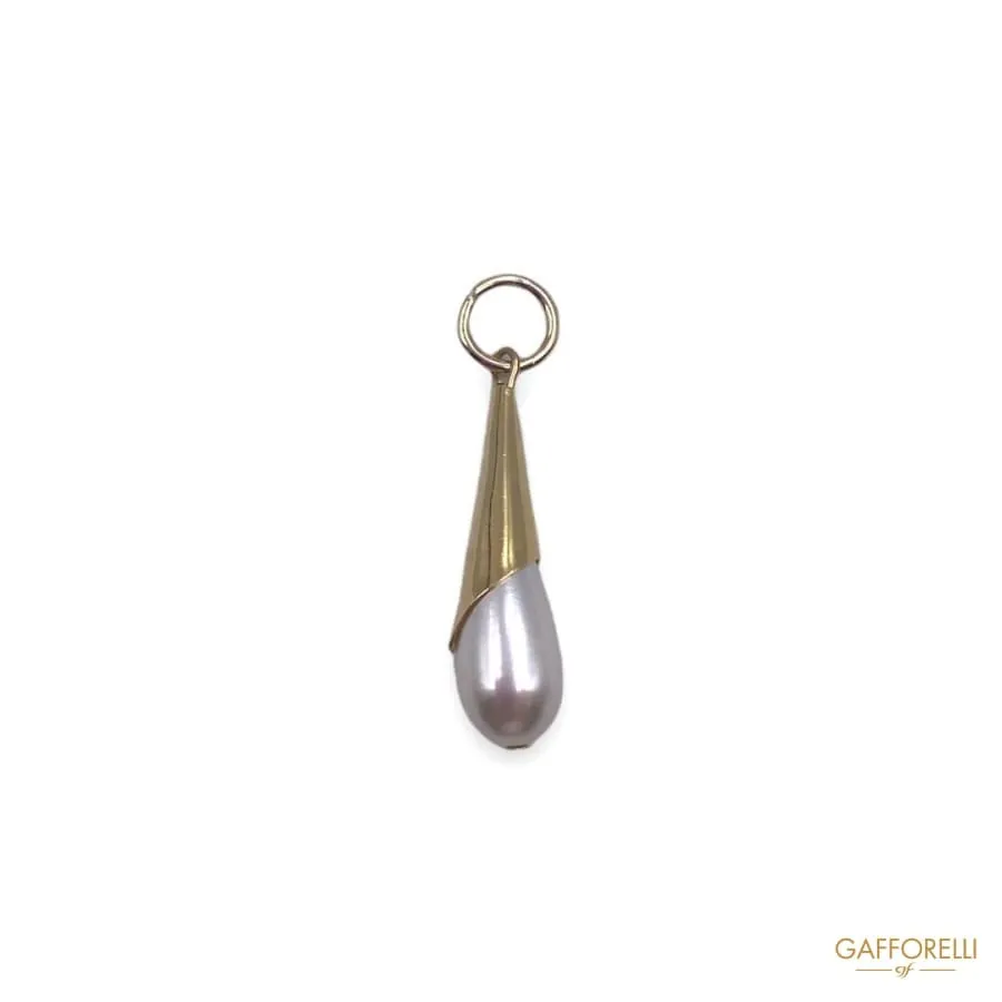 Gold Colored Zip Puller with Teardrop Pearl D266 - Gafforelli Srl