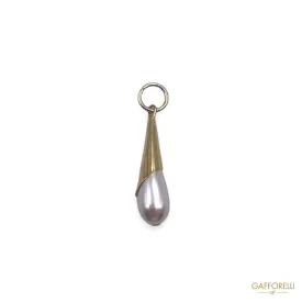 Gold Colored Zip Puller with Teardrop Pearl D266 - Gafforelli Srl