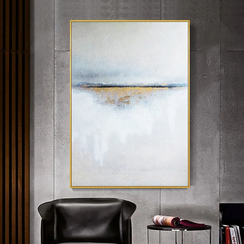 Gold Leaf Sunrise Scenery Painting Seascape Abstract Acrylic Painting Wp077