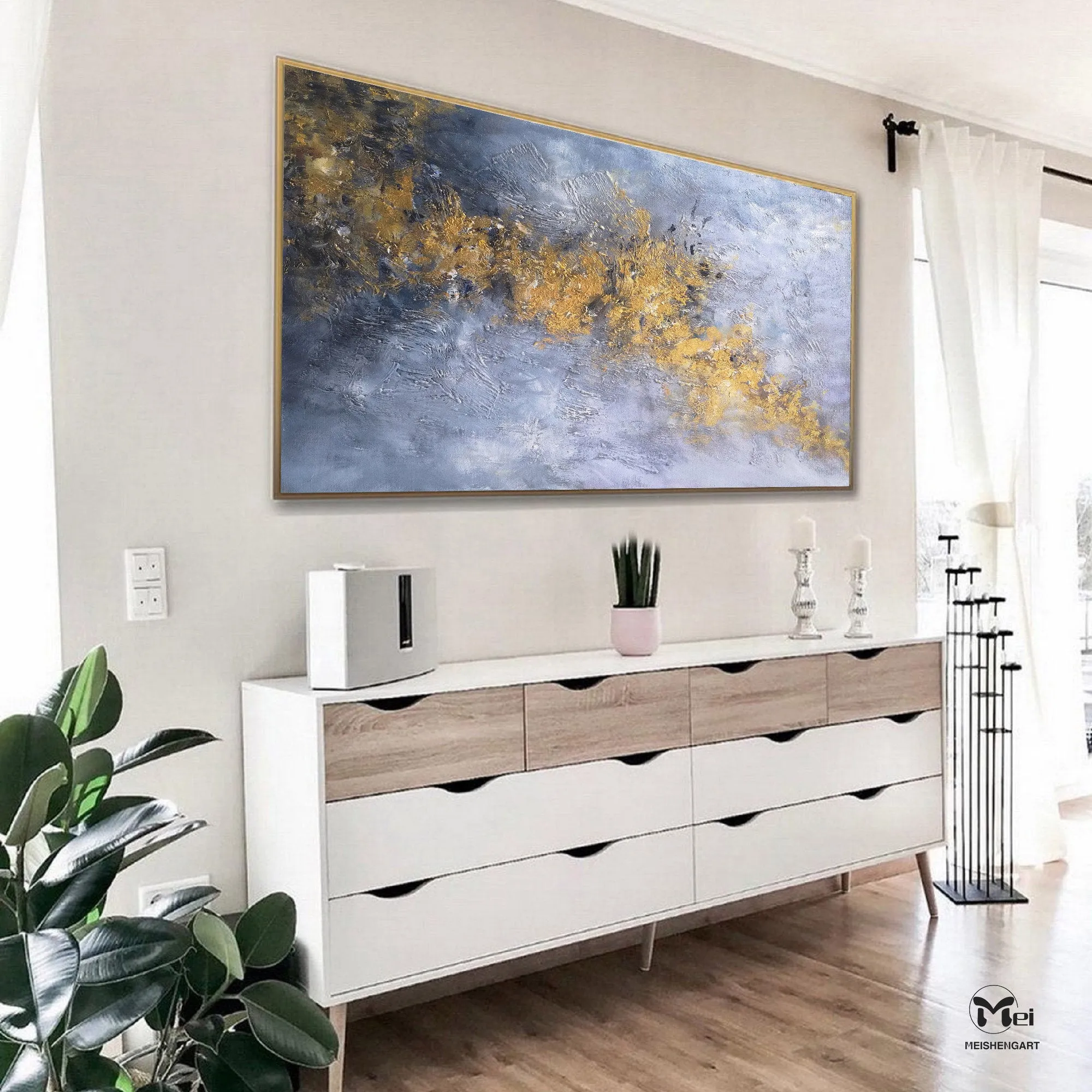 Gold Painting Silver Painting Contemporary Art Extra Large Wall Art Kp012