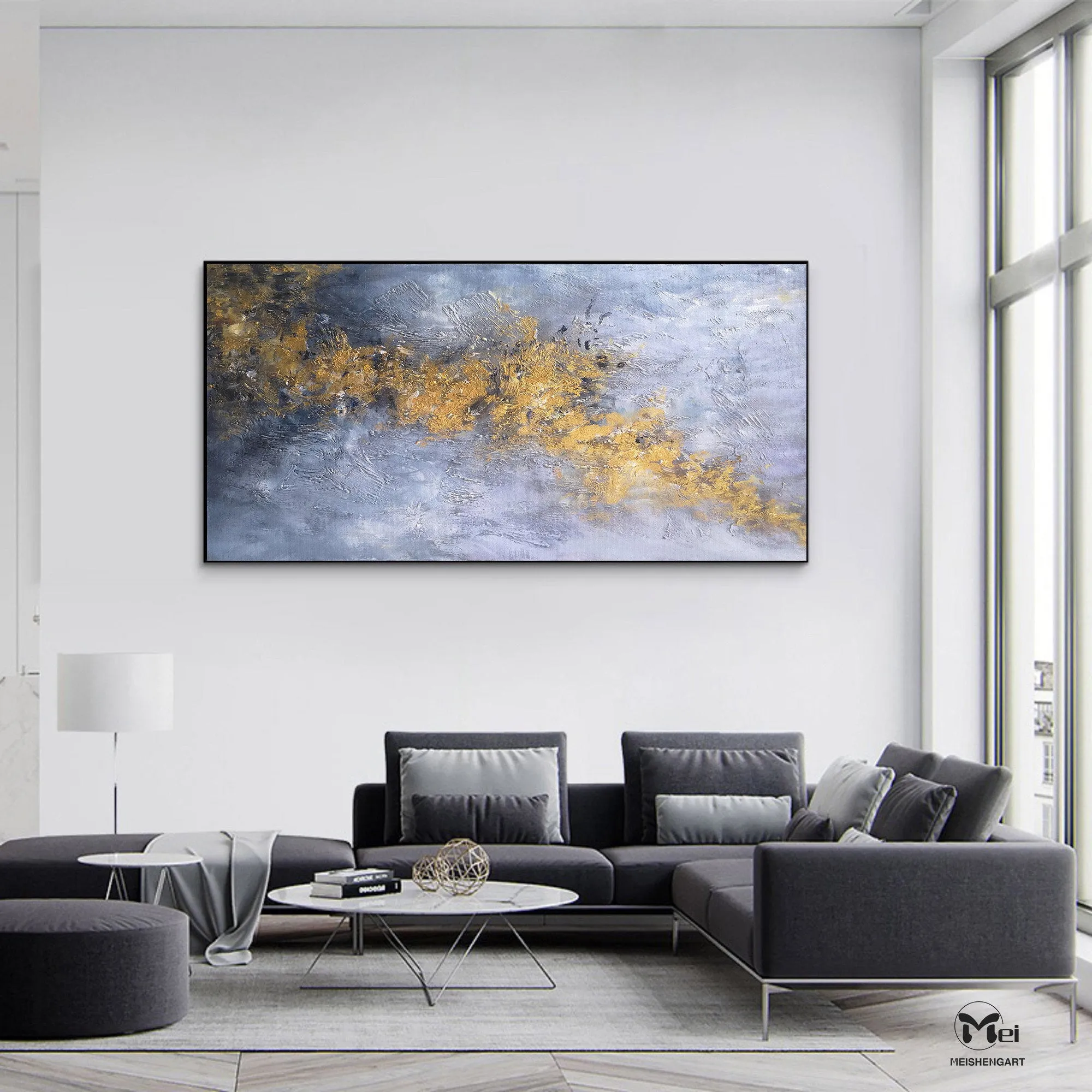 Gold Painting Silver Painting Contemporary Art Extra Large Wall Art Kp012