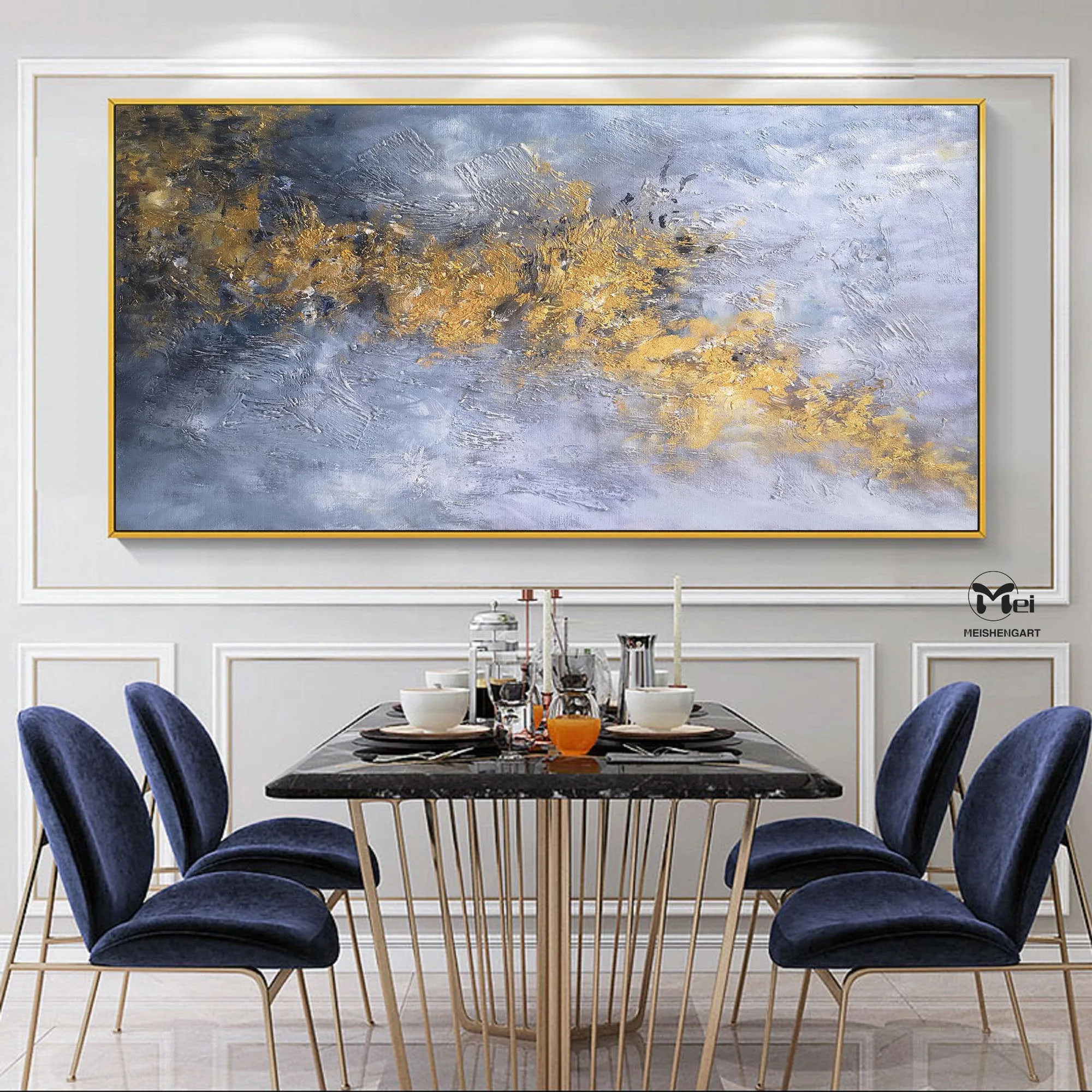 Gold Painting Silver Painting Contemporary Art Extra Large Wall Art Kp012