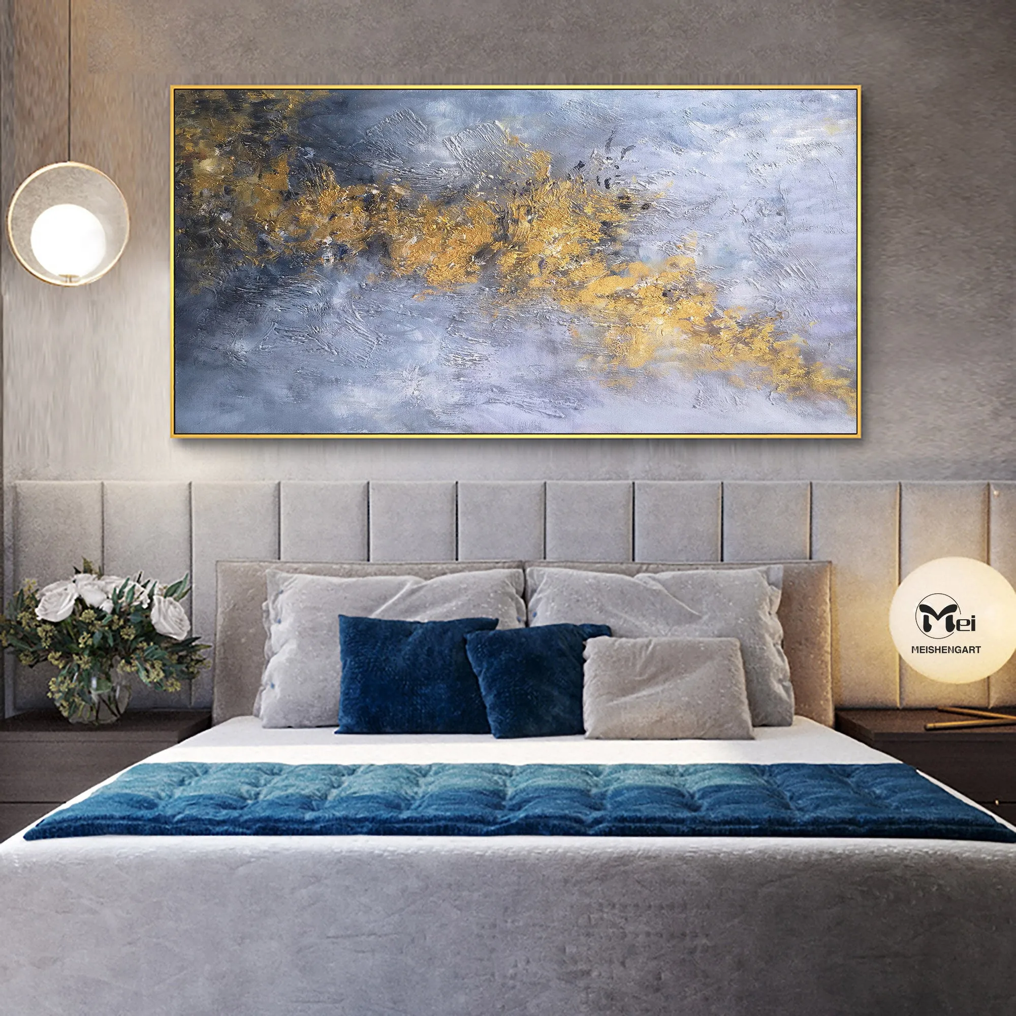 Gold Painting Silver Painting Contemporary Art Extra Large Wall Art Kp012