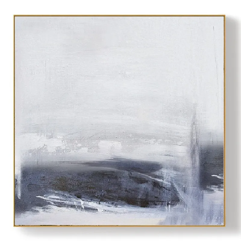 Gray Abstract Sky Painting Abstract Sea Painting Black White Art Qp082