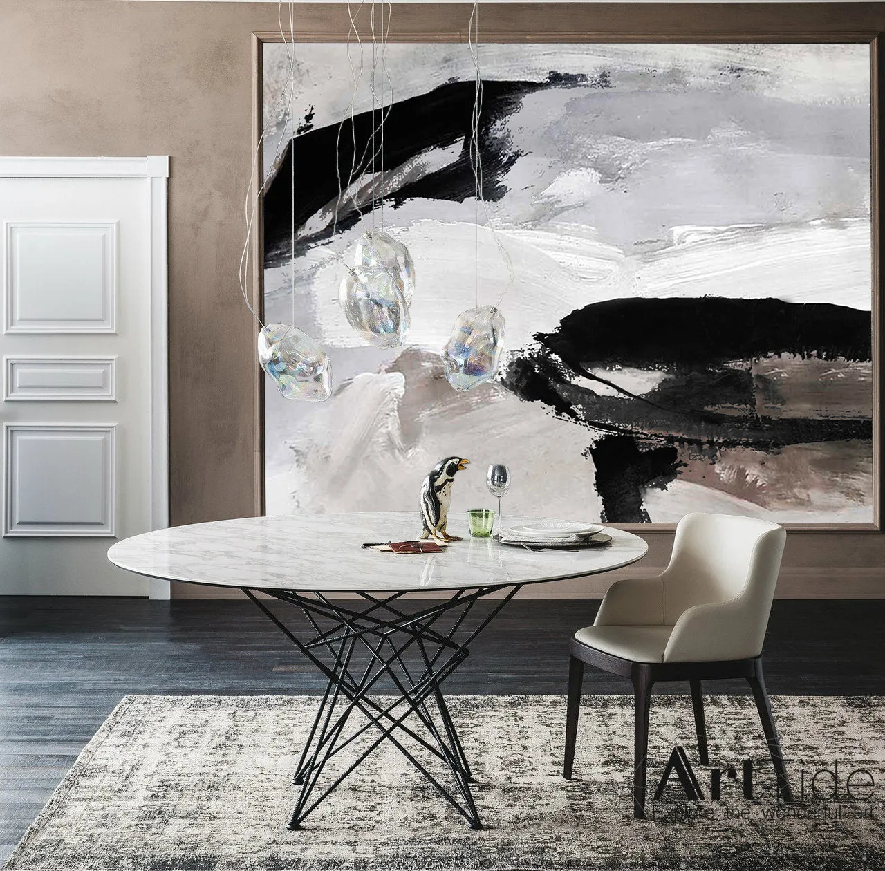 Grey Black White Abstract Painting For Living Room Beige Brown Painting Qp090