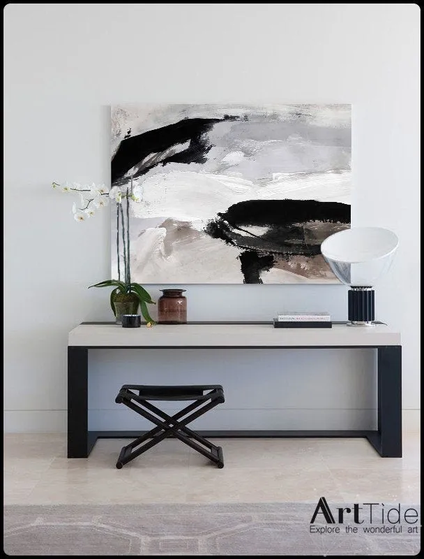 Grey Black White Abstract Painting For Living Room Beige Brown Painting Qp090