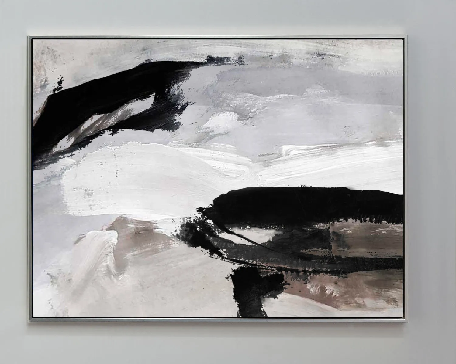 Grey Black White Abstract Painting For Living Room Beige Brown Painting Qp090