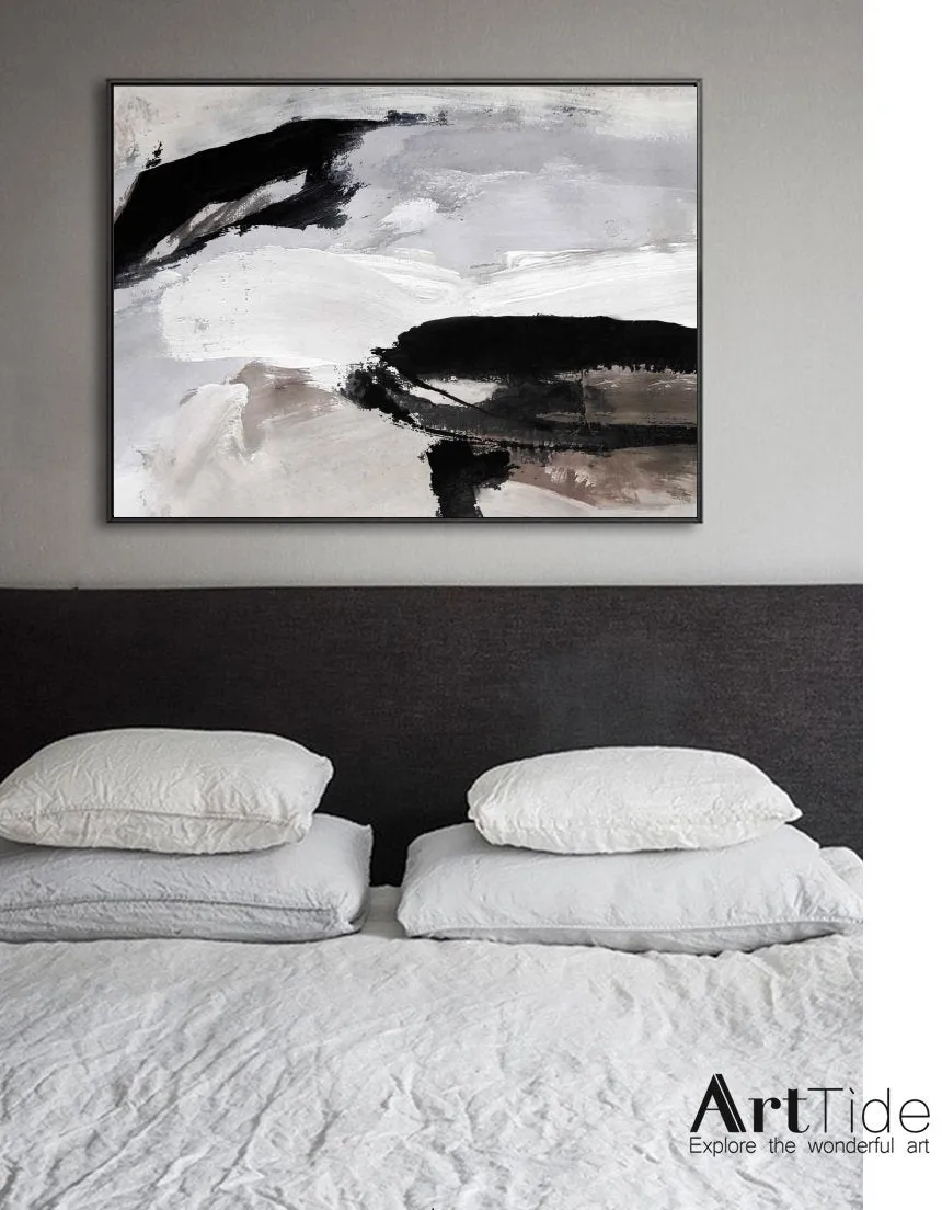 Grey Black White Abstract Painting For Living Room Beige Brown Painting Qp090