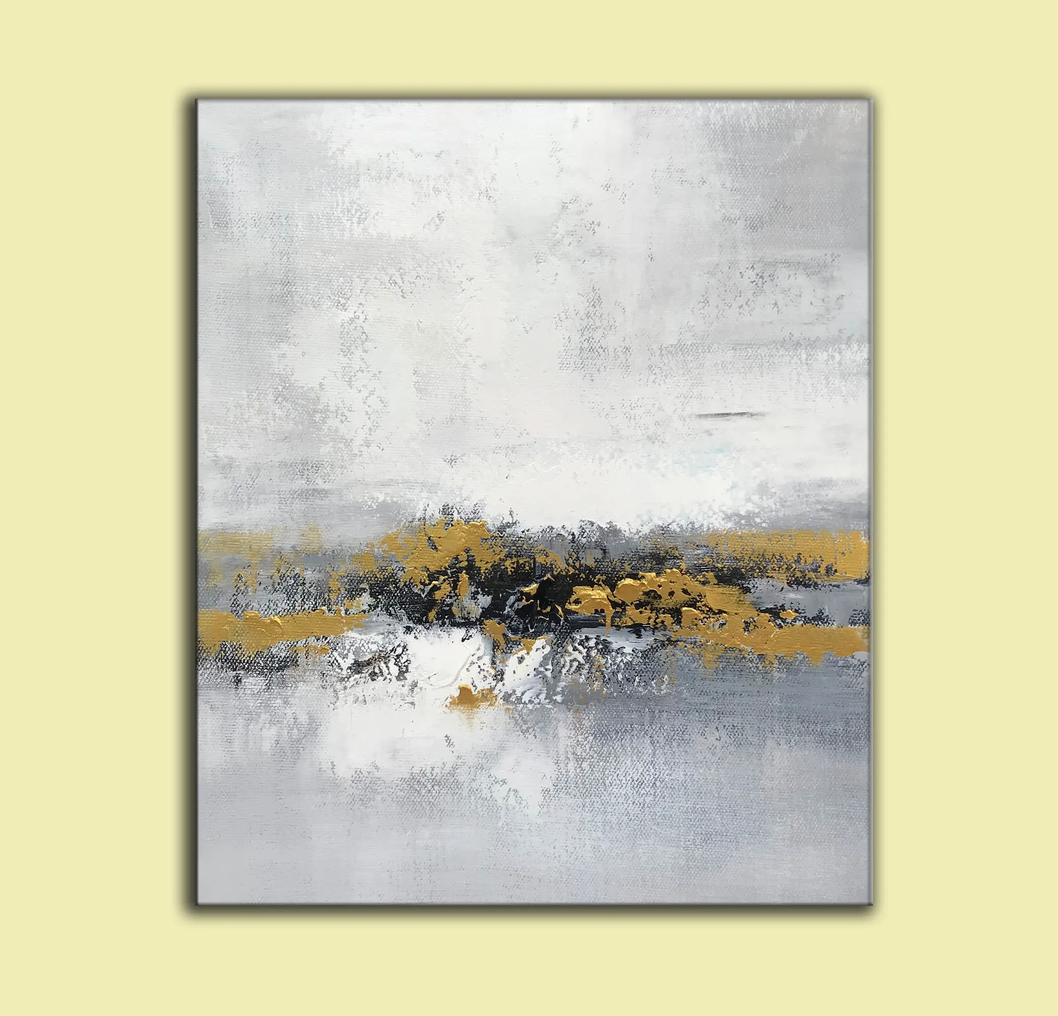 Grey Gold Abstract Painting Living Room Wall Art Office Painting Yp015