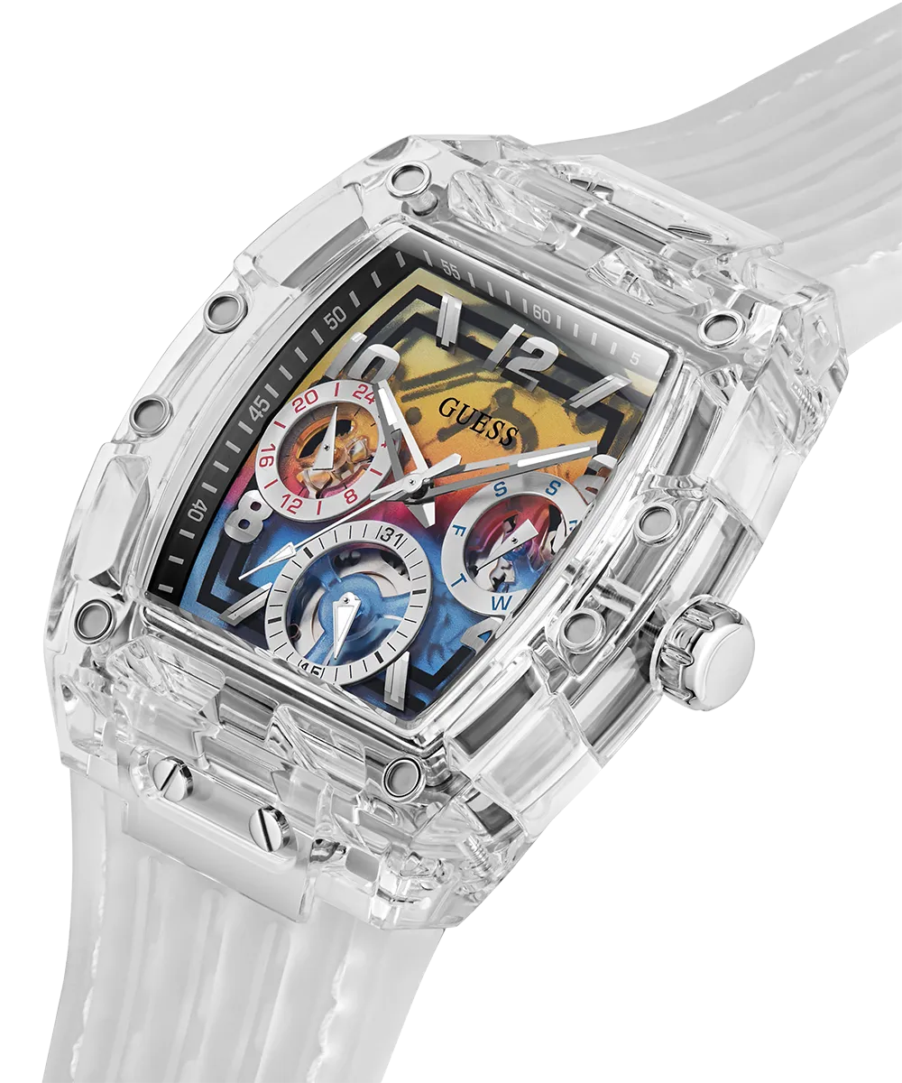 GUESS Mens Clear Multi-function Watch