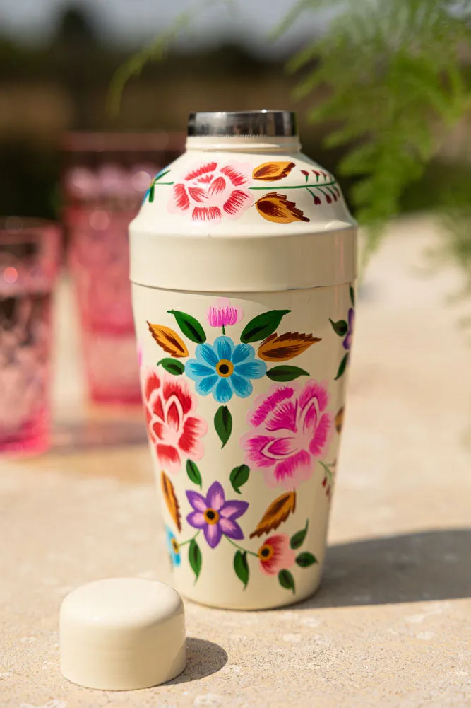 Hand Painted Floral Detail Cocktail Shaker