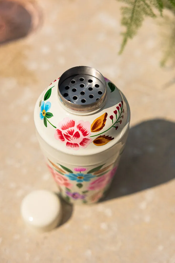 Hand Painted Floral Detail Cocktail Shaker