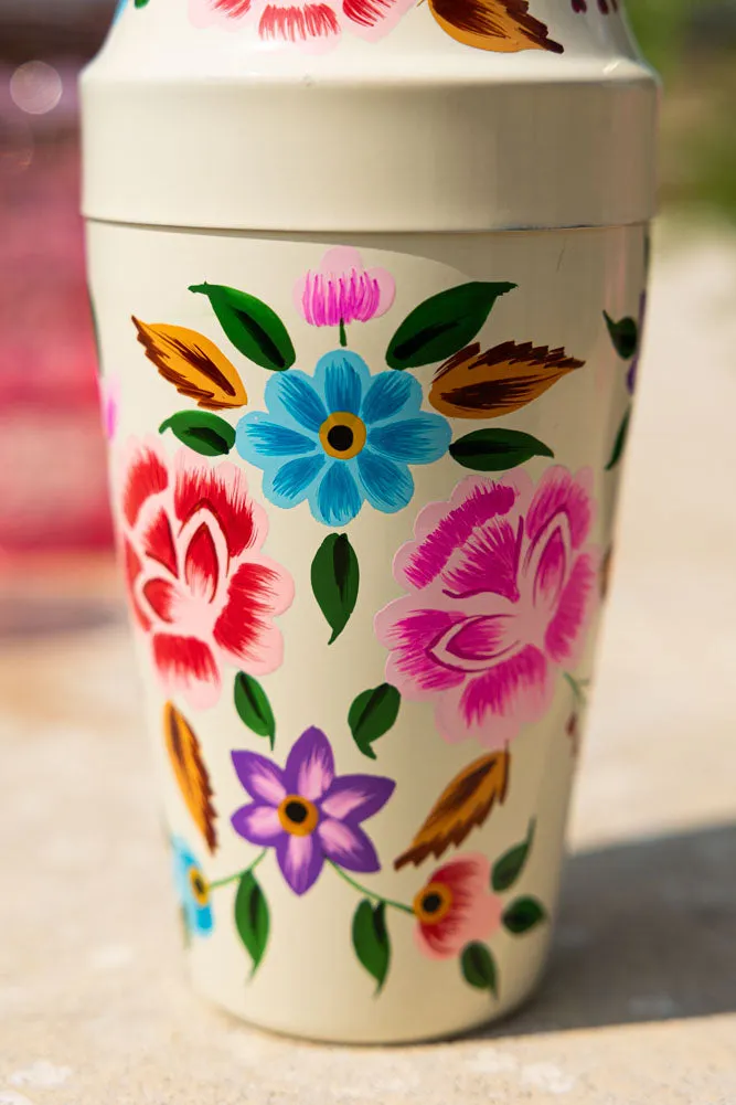 Hand Painted Floral Detail Cocktail Shaker