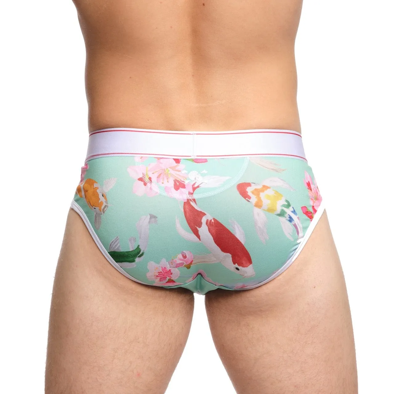 Hand Painted Koi Green Brief