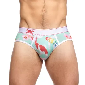 Hand Painted Koi Green Brief