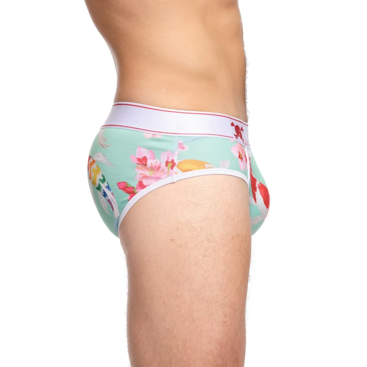 Hand Painted Koi Green Brief