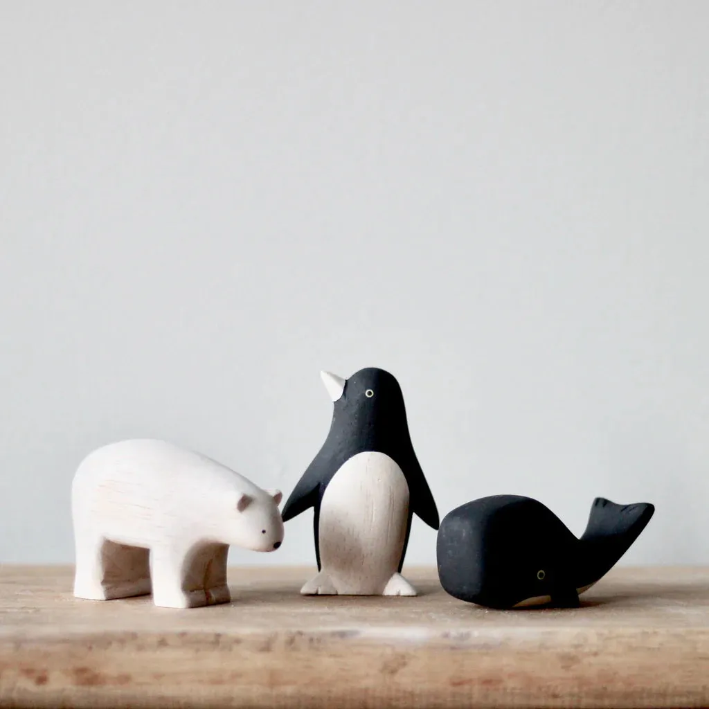 Handmade Tiny Wooden Arctic Animals - Whale