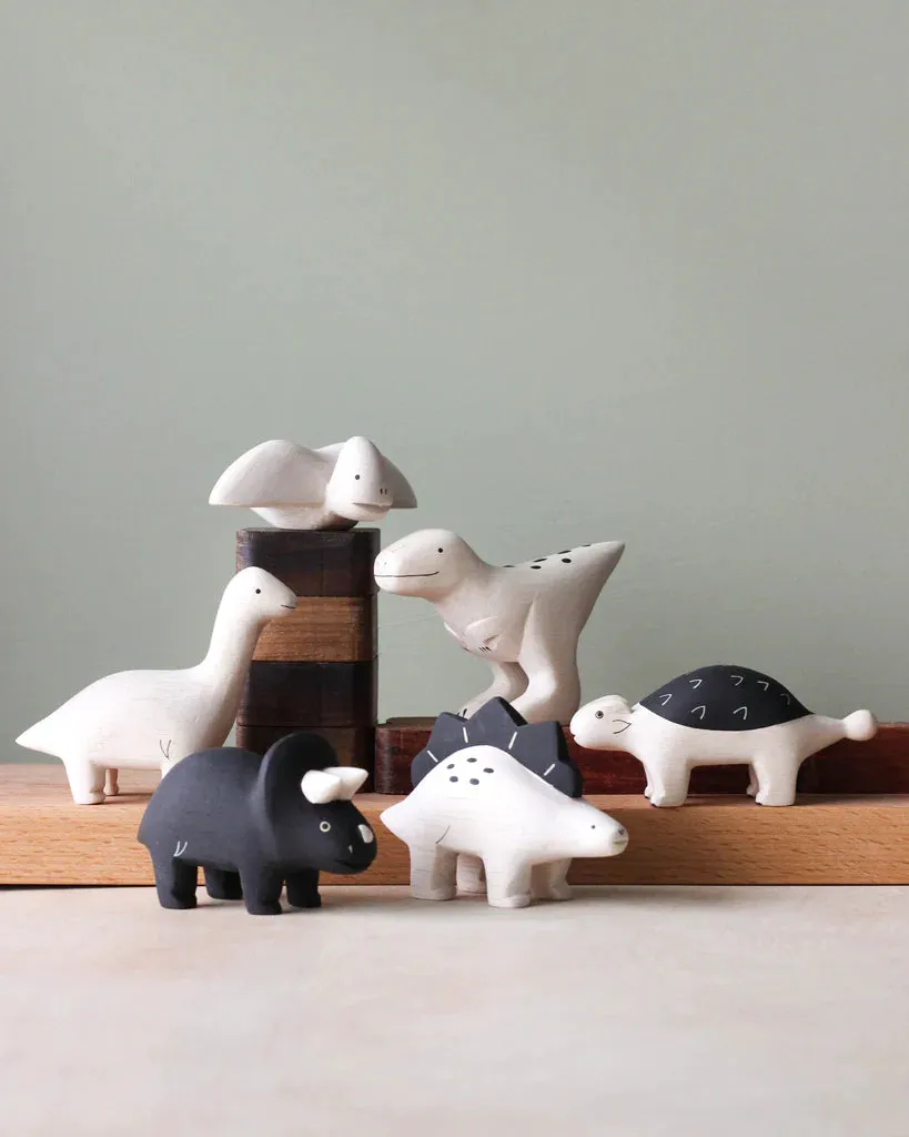 Handmade Tiny Wooden Dinosaurs - Stegosaurus