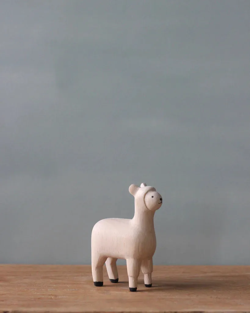 Handmade Tiny Wooden Farm Animals - Alpaca