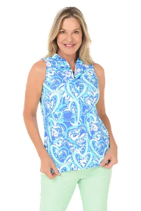 Heart Explosion UPF50  Ruffle Sleeveless Top