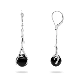 Heritage Black Coral Earrings in White Gold