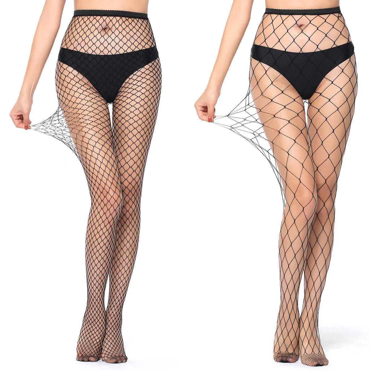 High Elastic Fishnet Black Silk