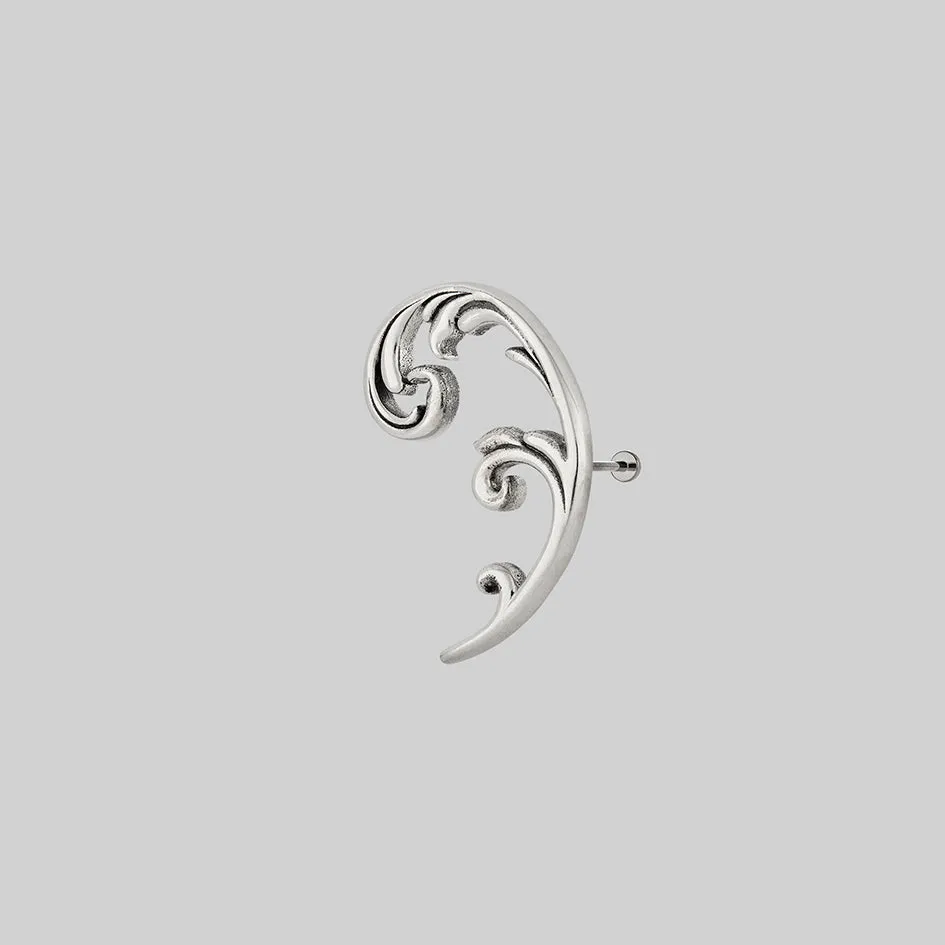 IMPERIAL. Ornate Flourish Arch Stud Earring - Silver