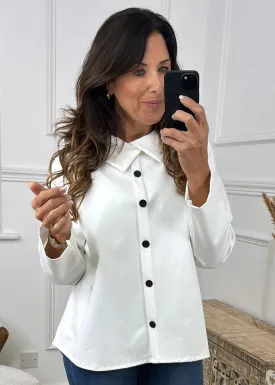 Janette Cream Button Detail Top