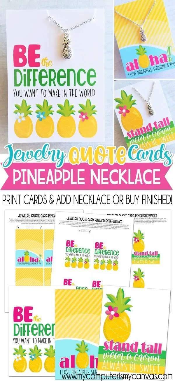 Jewelry QUOTE Cards {PINEAPPLE} PRINTABLE