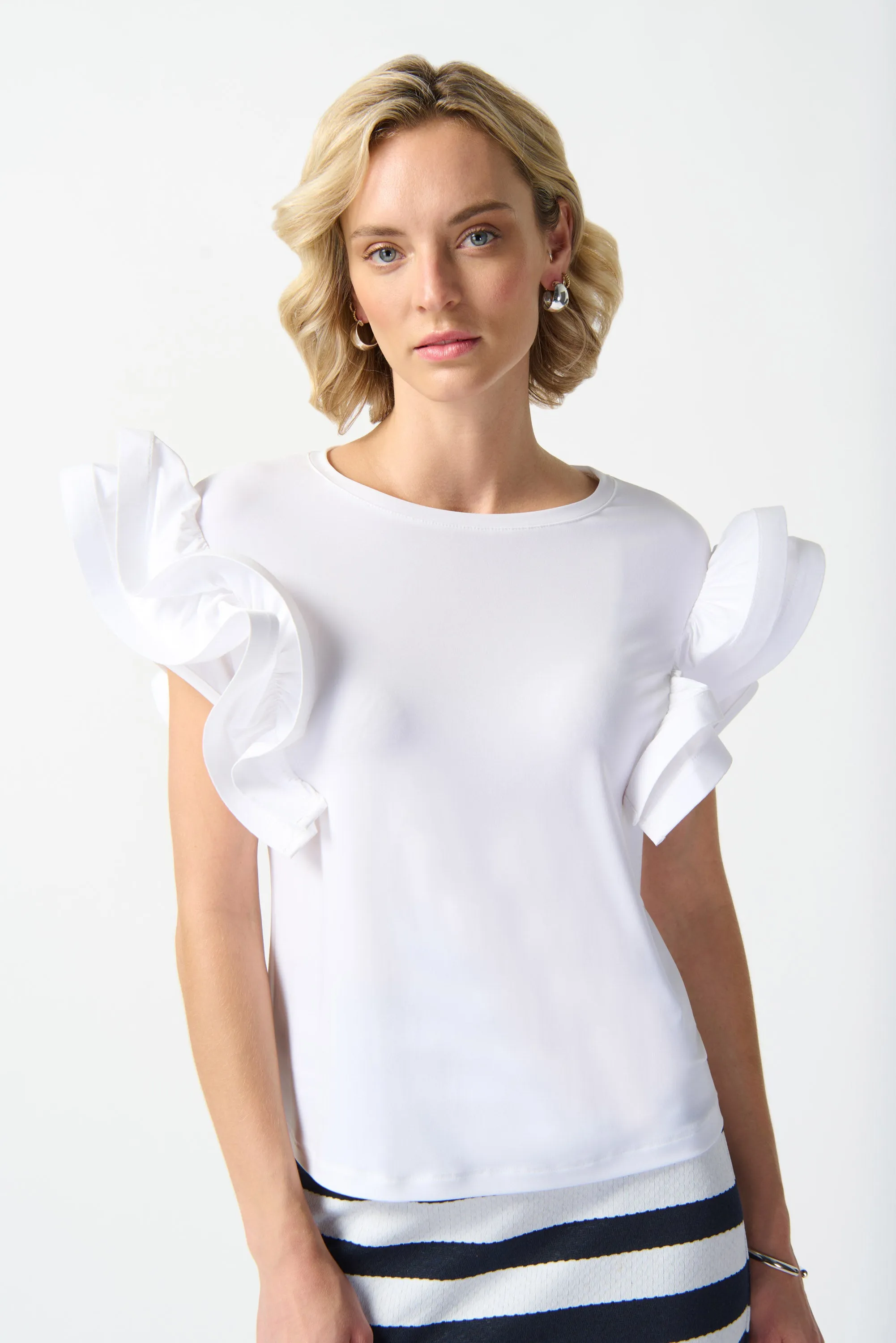 Joseph Ribkoff Frill Sleeve Top 242236 - Vanilla