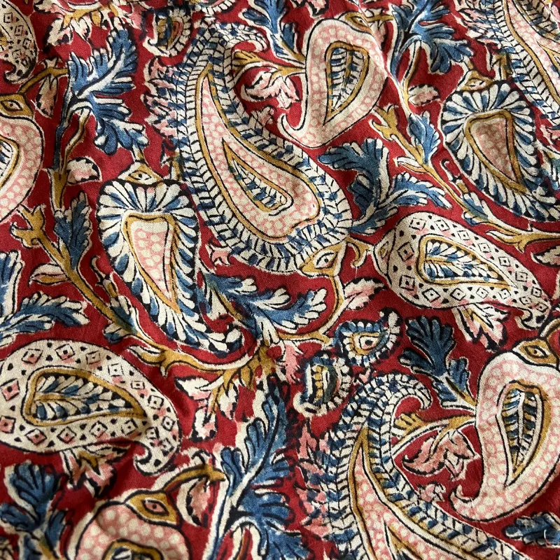 Kalamkari Printed Dress | Red Paisley