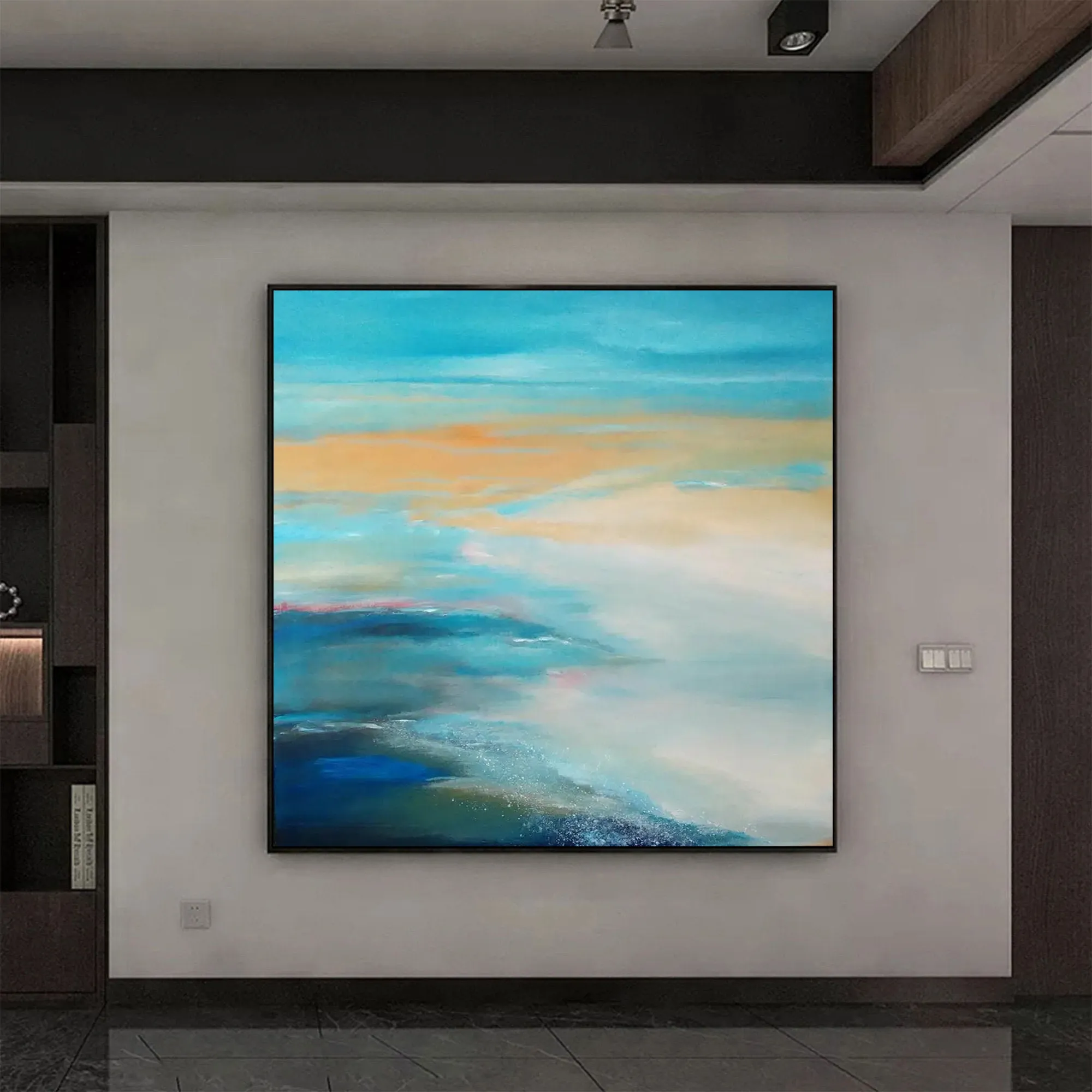 Large Ocean Sunset Painting Coastal Wall Art Ocean Painting OP011