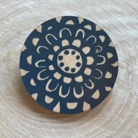 Large wooden brooch- Grey Flower