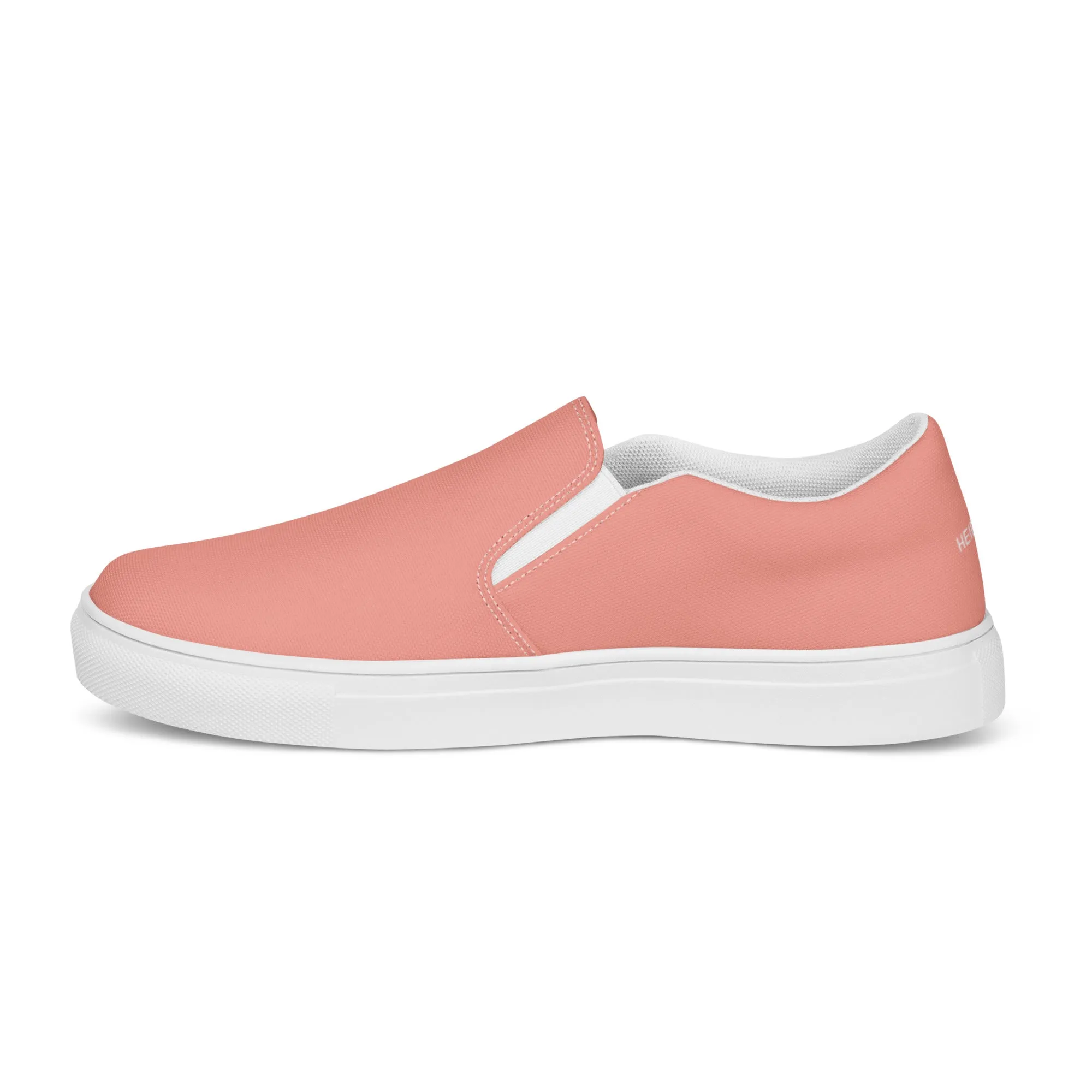 Light Pink Men's Slip Ons, Solid Light Pink Color Best Casual Breathable Men’s Slip-on Canvas Shoes (US Size: 5-13)