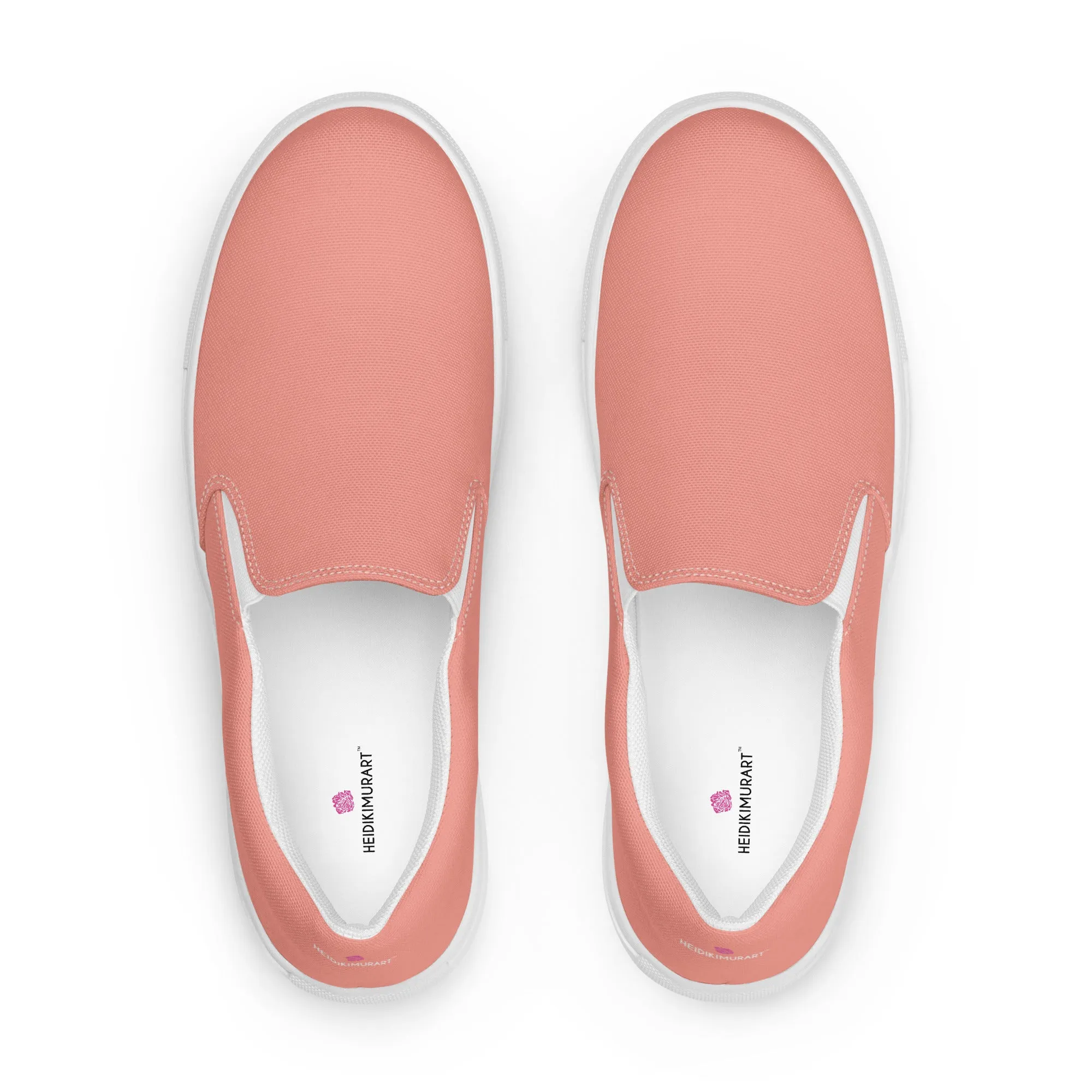 Light Pink Men's Slip Ons, Solid Light Pink Color Best Casual Breathable Men’s Slip-on Canvas Shoes (US Size: 5-13)