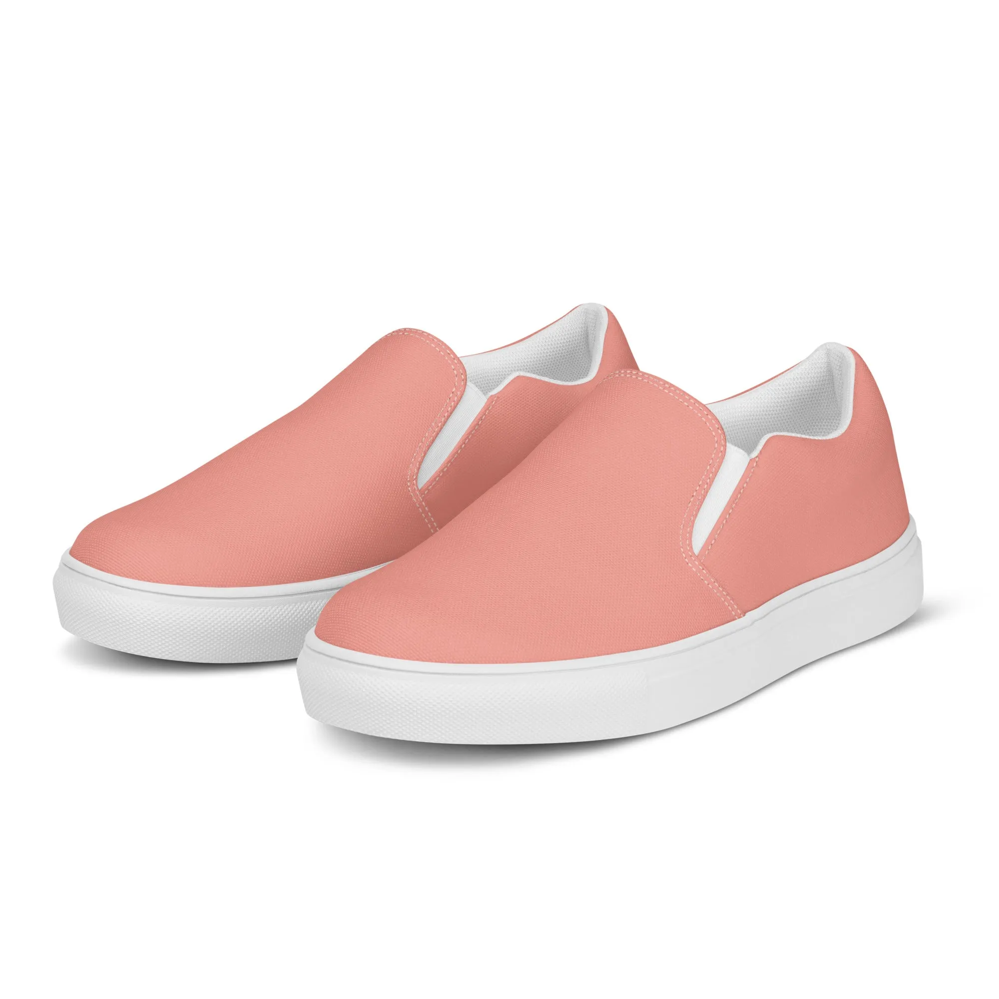 Light Pink Men's Slip Ons, Solid Light Pink Color Best Casual Breathable Men’s Slip-on Canvas Shoes (US Size: 5-13)