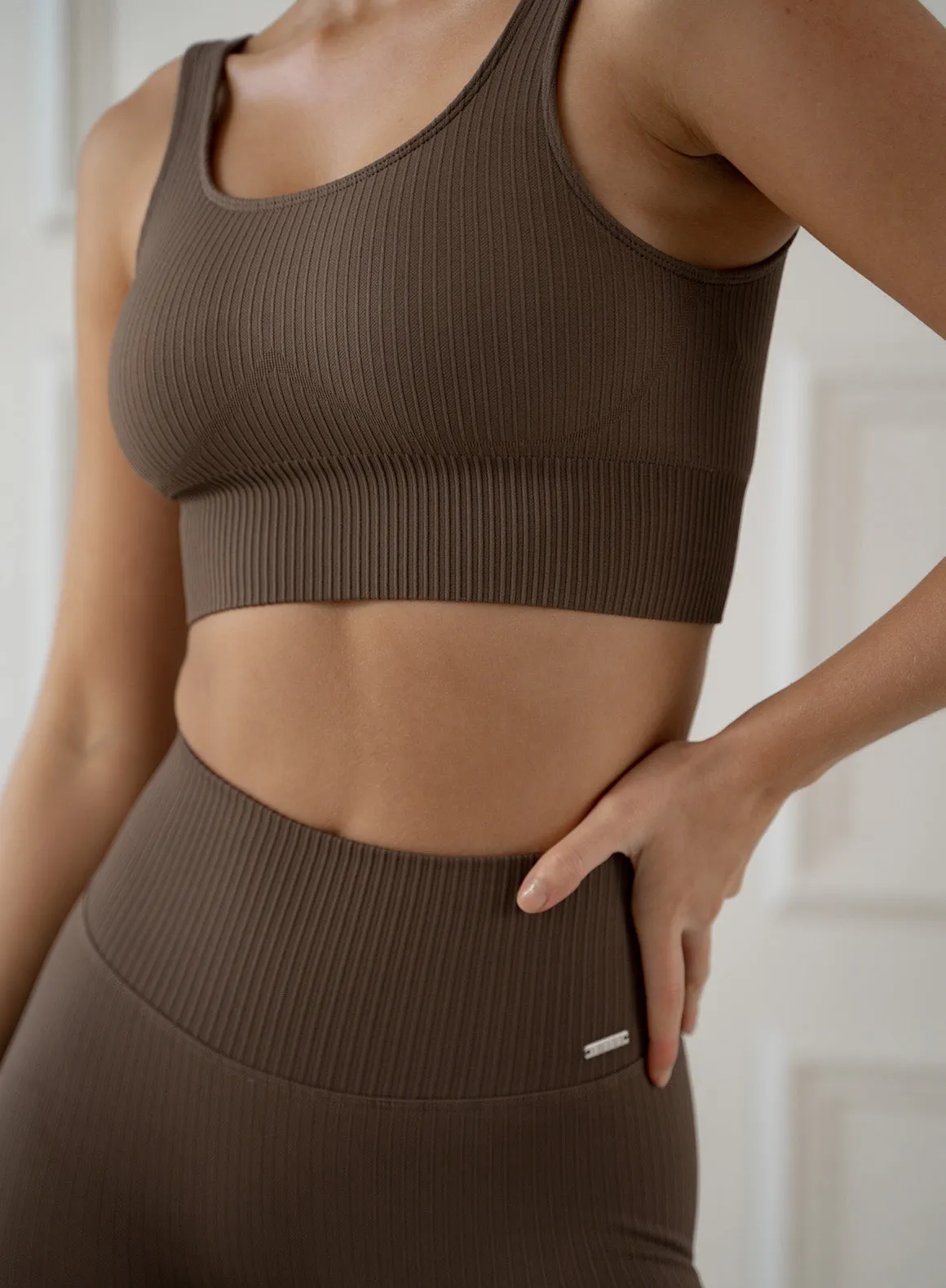 Macchiato Ribbed Seamless Tank Bra