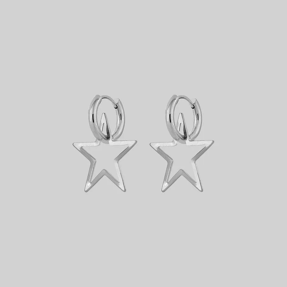 MAISIE. Star Hoop Earrings - Silver