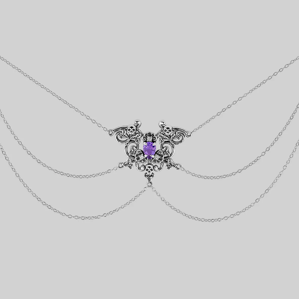 MALVOLIA. Garden of Remembrance Amethyst Necklace - Silver