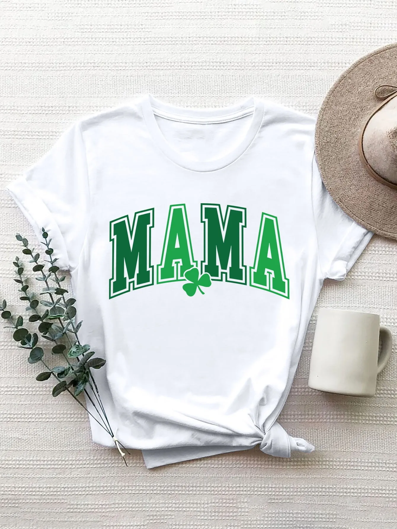 MAMA Round Neck Short Sleeve T-Shirt