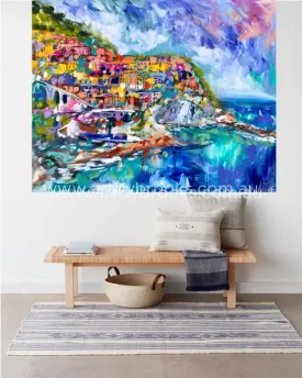 Manarola - Cinque Terre - Italy -Original on gallery canvas 120x150 cm