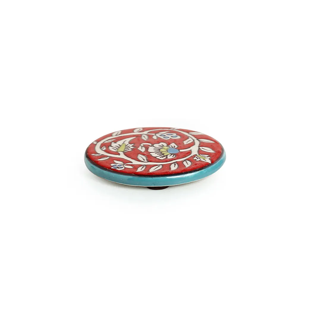 'Mughal Disks' Floral Handpainted Coasters In Ceramic (Set of 4)