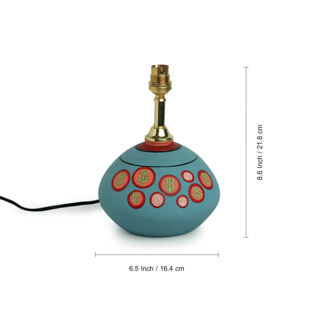 'Oasis In Light' Matki Shaped Handpainted Table Lamp In Terracotta (13 Inch)