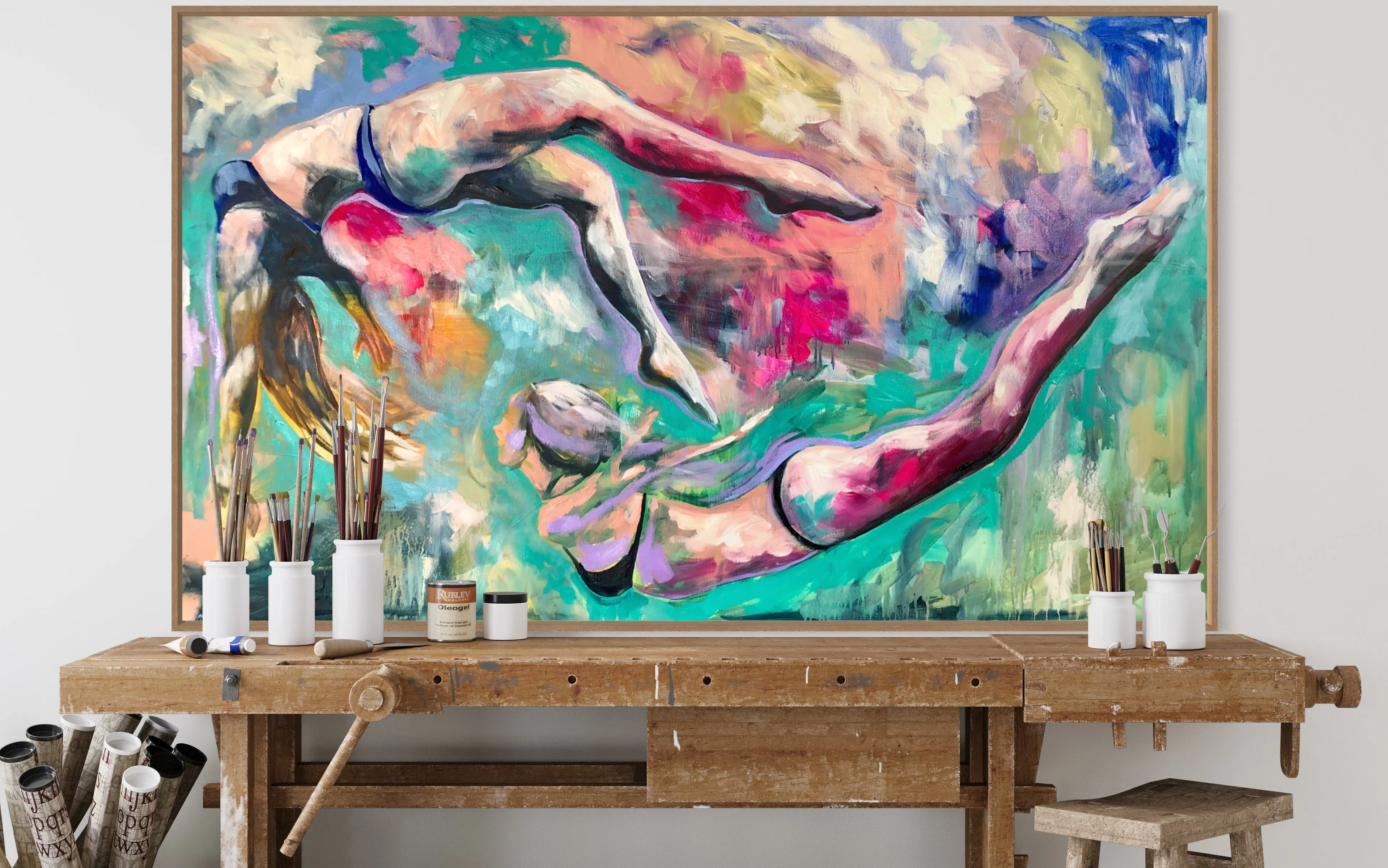 Ocean dreaming  - original on gallery canvas 90x150  cm