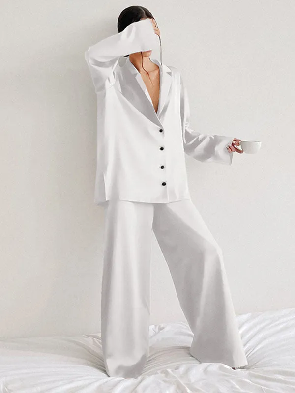 Oversized Solid Satin Loungewear Set