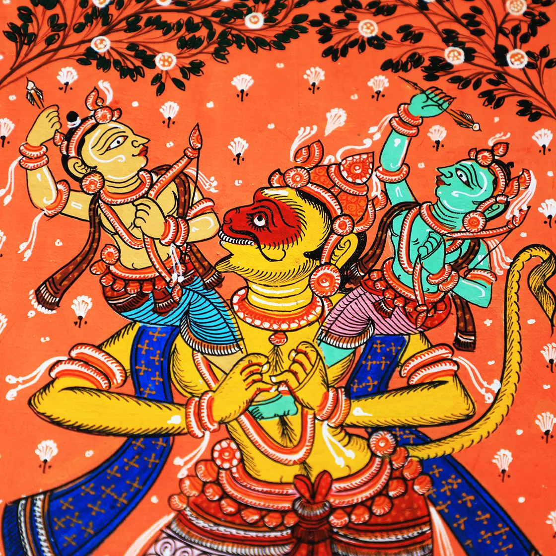 Pattachitra Painting - Hanuman, Ram and Laxman