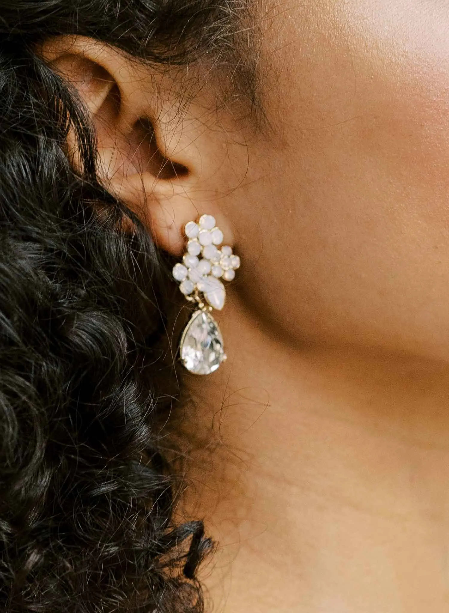 Petite crystal cluster and pear drop earrings - Style #2130