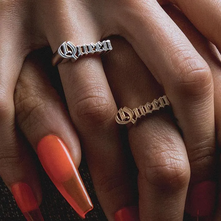 Queen Word Ring - Silver