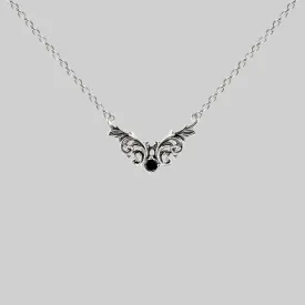 QUENTIN. Ornate Flourish Chevron Onyx Collar - Silver