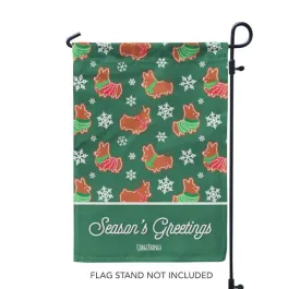 "Gingerbread Corgis" Green Garden Flag | Holiday Collection